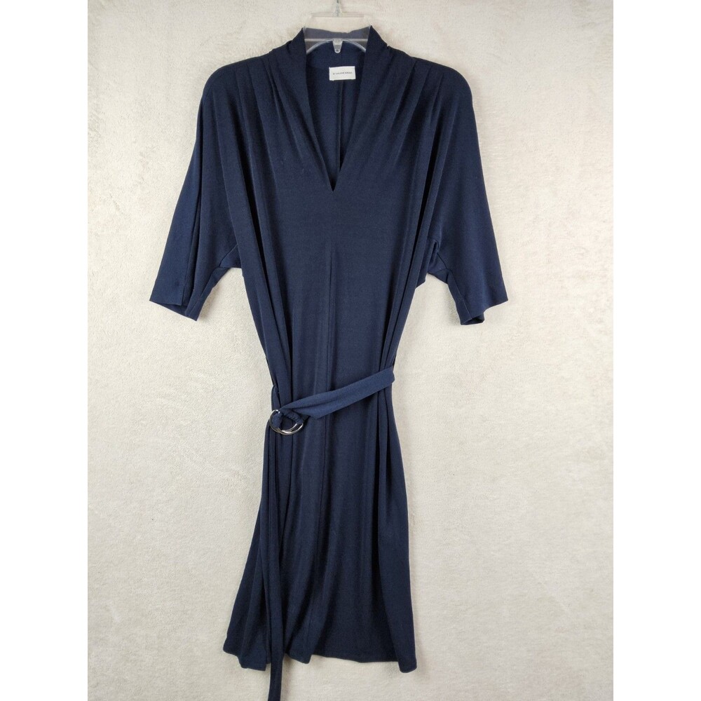 Malene Birger Women's Short Sleeve V Neck Belted Navy Dress Size XS